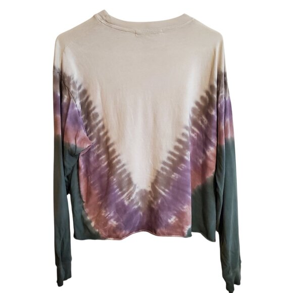 Daydreamer Tie Dye Cropped Hippie Festival Tee Shirt in Dusty Rose Small - Picture 1 of 16